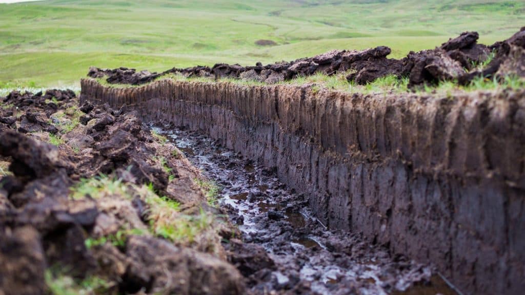 Peat being dug up