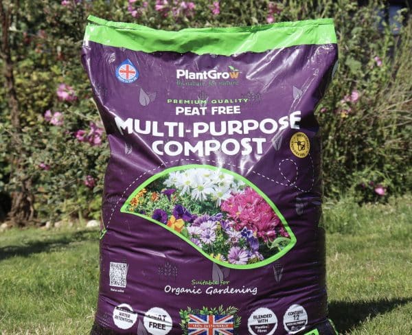 Photo showing a 50l bag of PlantGrow Multi-Purpose Peat-Free Compost