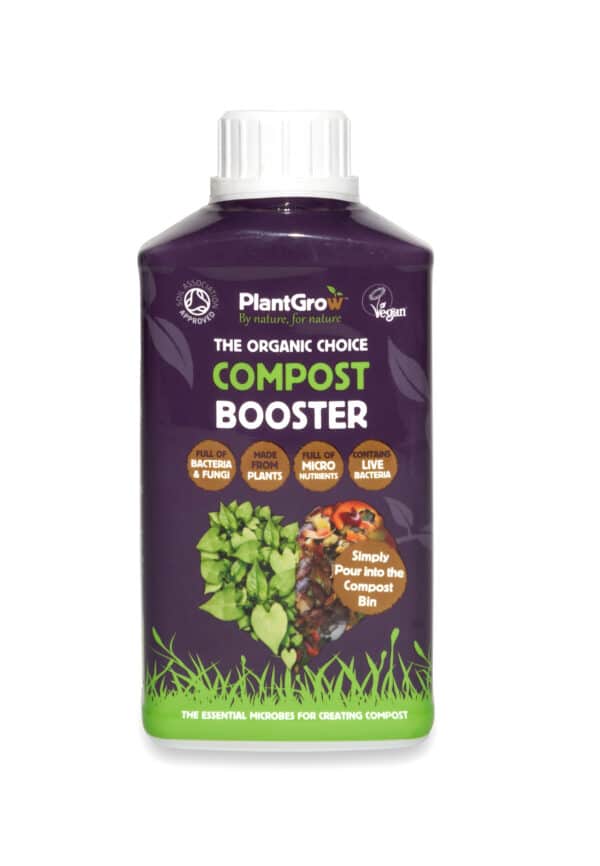A bottle containing Compost Booster