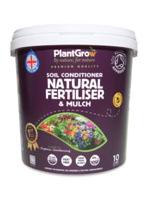 A tub containing Soil Conditioner Natural Fertiliser and Mulch