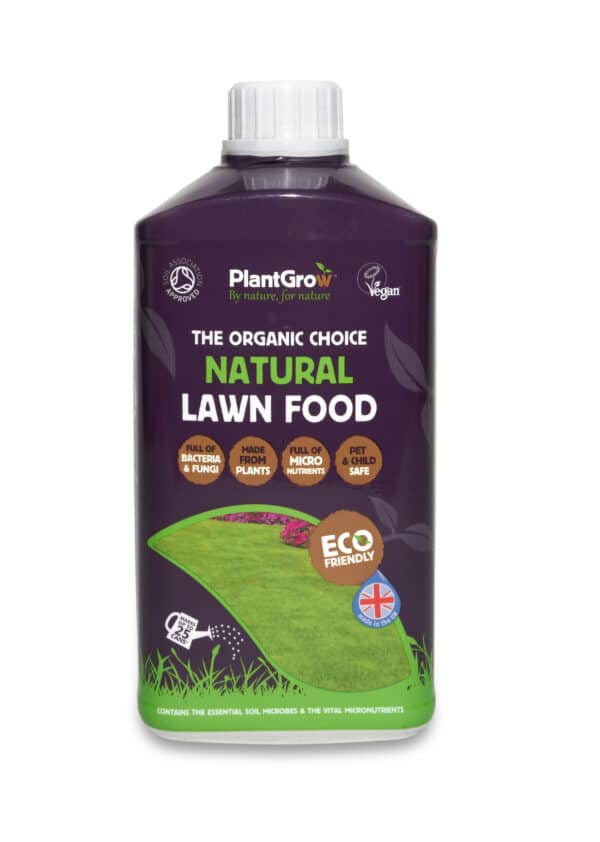 A bottle showing Natural Lawn Food