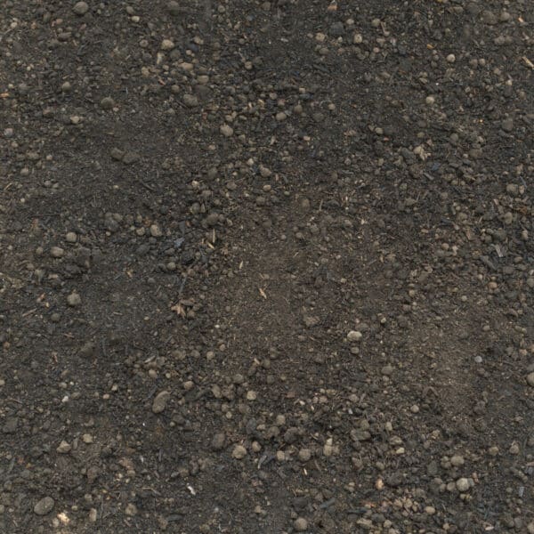 Close-up of PlantGrow Raised Bed Mix soil, showing screened topsoil, compost and organic fibre blend.